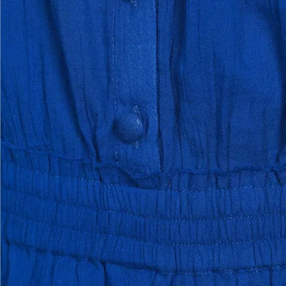 Chelsea & Violet Cassia Guaze Square Neck Ruffle Hem Romper, Blue, SMALL NWT - Picture 3 of 5